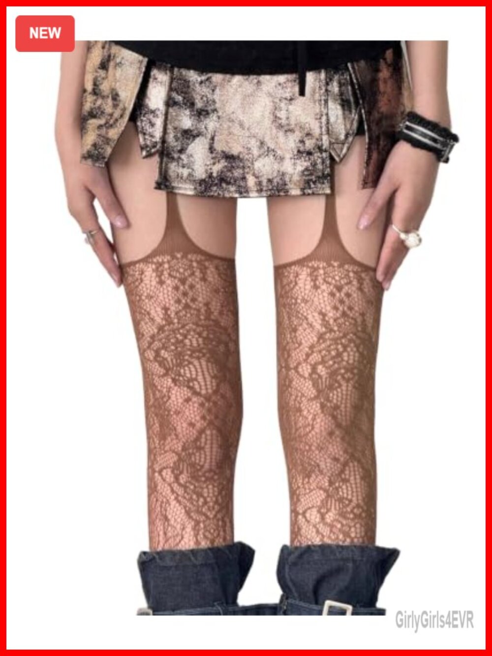 Fishnet Tights Suspender Pantyhose Floral Lace Goth Crotchless